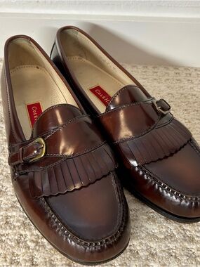 Cole Haan Brown Leather Pinch Buckle Fringe Men's Dress Shoes 13